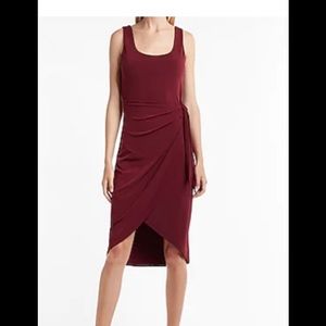 Express square neck wrap stealth dress maroon